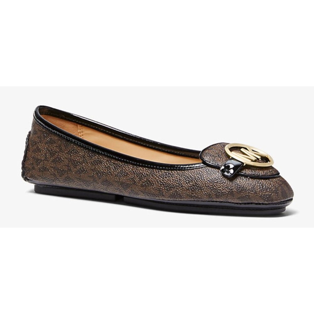 NWB Michael Kors Lillie Logo Moccasin Flats Brown Size 8 $115 [jb] - Picture 3 of 16
